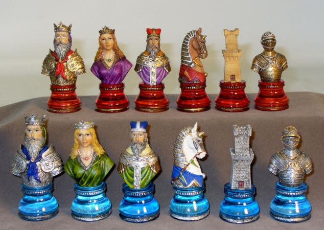 R71291 Camelot Busts On Acrylic Bases - Painted Resin Chessmen