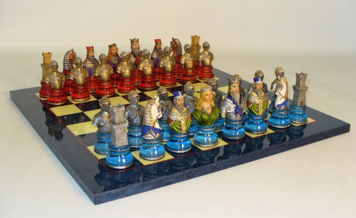 R71291-bl Camelot Busts Acrylic Base Blue Set - Chess Sets Resin