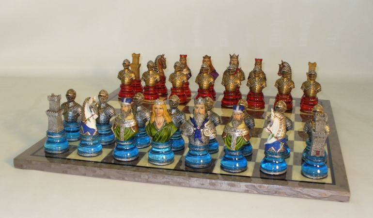 R71291-gy Camelot Busts Acrylic Grey Briar Set - Chess Sets Resin