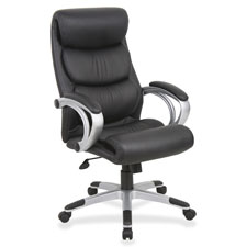 Llr60621 High-back Exec Chair, Leather, 27 In. X 30 In. X 42 In. -45.5 In., Bk-sr