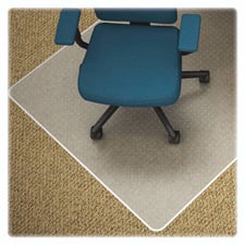 Chairmat, Low Pile, Lip 19 In. X 10 In., Standard 36 In. X 48 In., Clear
