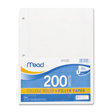 Mea17208 Notebook Paper, 3hp,college Ruled, 200 Sht-pk,8.5 In. X 11 In., We
