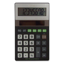 Shrelr277bbk 8-digit Calculator, Solar Power, Recycled,2.75 In. X 4.5 In. X .5 In.