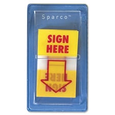 Spr19257 Sign Here Arrow Flags, Dispenser, 1 In. X 1.75 In.,100-pk, Yellow