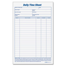 Top30041 Daily Time Sheets, 6 In. X 9.5 In., 100 Sheets-pad, 2pd-pk, White