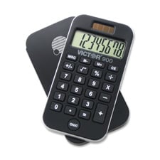 Victor Technology Vct900 8-digit Pocket Calculator,hybrid Power,2.5 In. X 4.63 In. X .5 In.,bk