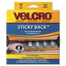 Fabric Hook And Eye U.s.a. Inc Vek90081 Hook And Loop Tape Roll, Sticky Back, .75 In. X 15 Ft., Black
