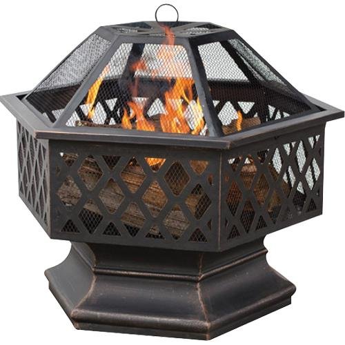 Endless Summer Wad1377sp Oil Rubbed Bronze Hex Shaped Outdoor Firebowl With Lattice