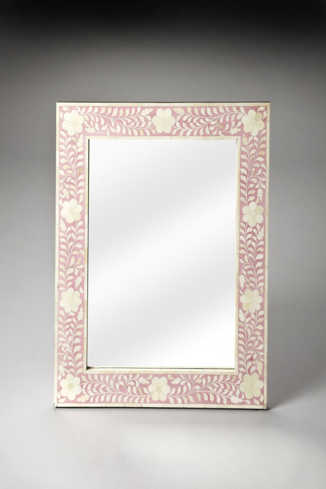 3221070 Vivienne Pink Bone Inlay Wall Mirror