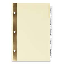 Insertable Dividers,5-tab,8.5 In. X 5.5 In.,buff Paper,clear