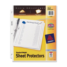 Ave75540 Sheet Protectors,3-hole,top-load,8.5 In. X 11 In.,10-pk,clear
