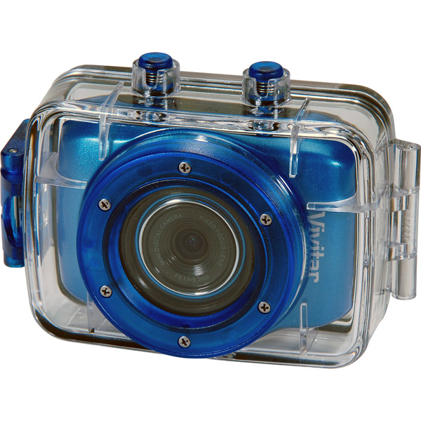 Vivitar DVR785HD-BLU Blue 5MP Pro Waterproof Action Camcorder With Case and Mounts