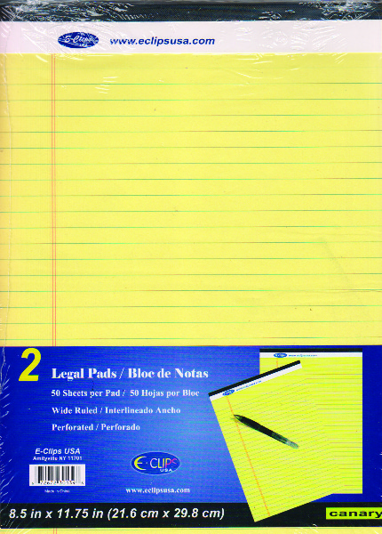 DDI 1475532 Canary Legal Pads Case of 30 DDI 1475532 Canary Legal Pads Case of 30