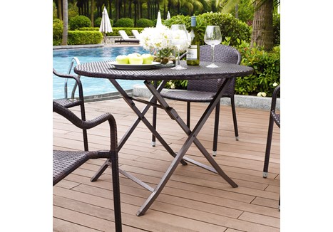 Co7205-br Palm Harbor Outdoor Wicker Folding Table