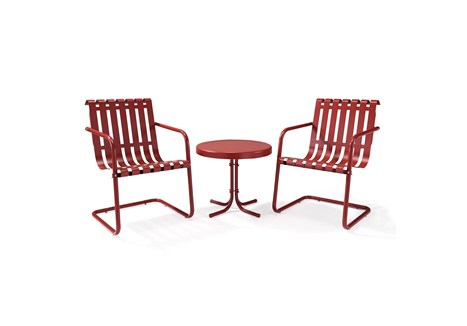 Ko10007re Gracie 3 Piece Metal Outdoor Conversation Seating Set - 2 Chairs And Side Table In Coral Red