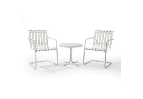 Gracie 3 Piece Metal Outdoor Conversation Seating Set - 2 Chairs And Side Table In Alabaster White