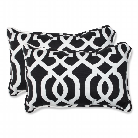 543314 New Geo Black/white Rectangular Throw Pillow (set Of 2)