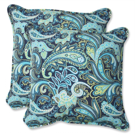 543710 Pretty Paisley Navy 18.5-inch Throw Pillow (set Of 2)