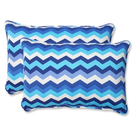Panama Wave Azure Over-sized Rectangular Throw Pillow (set Of 2)