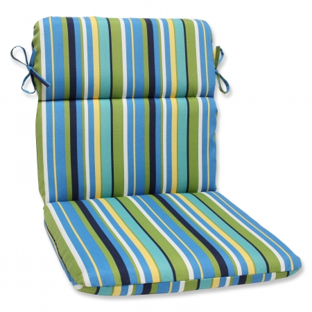 Topanga Stripe Lagoon Rounded Corners Chair Cushion