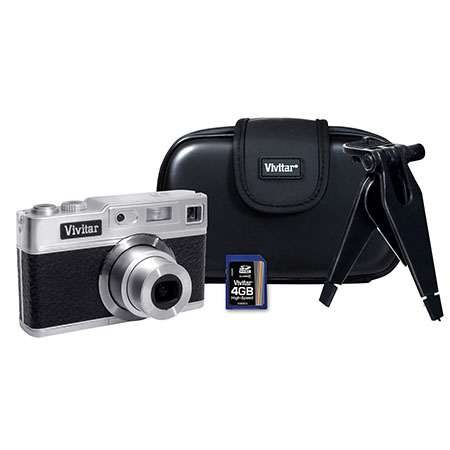 Vivitar VS327-BLK-KIT-AMX 16.1 Mega Pixel Retro Leather Digital Camera Kit