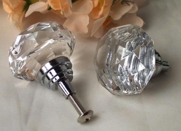 Large Clear Solid Crystal Glass Drawerdoor Pull
