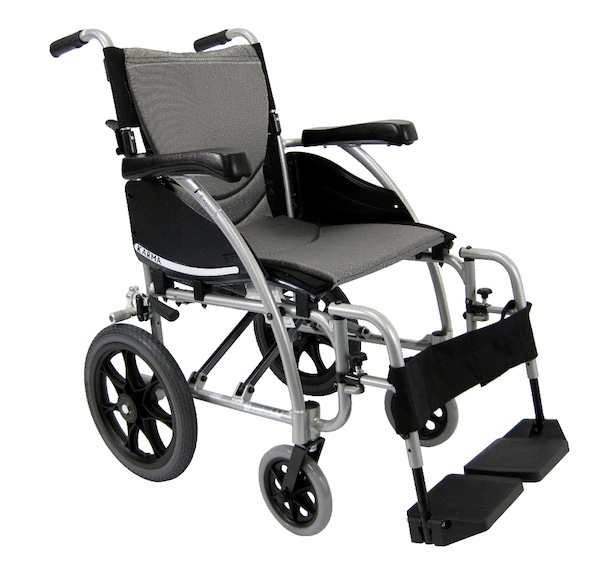 S-115f16ss-tp S-ergo 115 16 In. Seat Ergonomic Transport Wheelchair With Swing Away Footrest In Silver