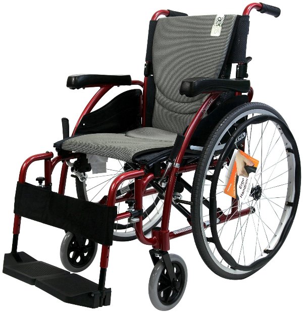 S-ergo125f18rs S-ergo 125 18 In. Seat Ergonomic Wheelchair With Flip-back Armrest And Swing Away Footrest In Red