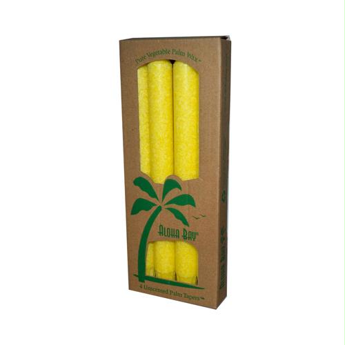 278192 Palm Tapers Yellow Candle Unscented - 4 Candles