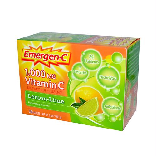Alacer 351056 Alacer Emergen-c Vitamin C Fizzy Drink Mix Lemon Lime - 1000 Mg - 30 Packets