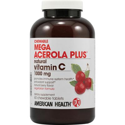 American Health 705848 American Health Mega Acerola Plus Chewable Natural Berry - 60 Chewable Wafers