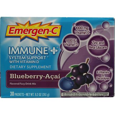 Alacer 760652 Alacer Emergen-c Immune Plus System Support With Vitamin D Blueberry Acai - 30 Packets
