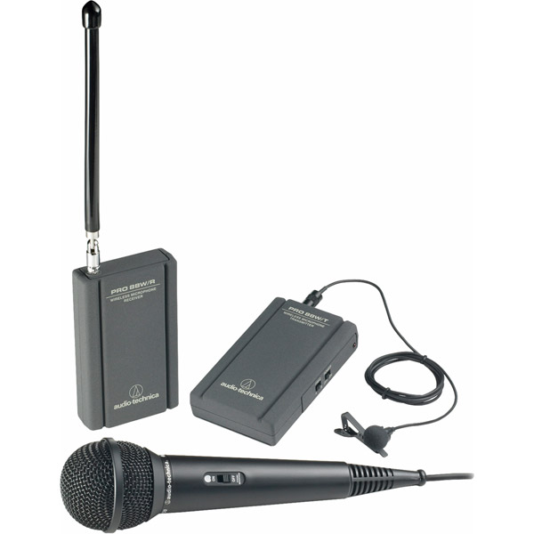 Professional VHF Wireless Lavaliere and Hand-Held Camcorder Microphone System