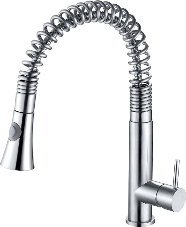 Ab2032 Solid Stainless Steel Commercial Spring Kitchen Faucet With Pull Down Shower Spray