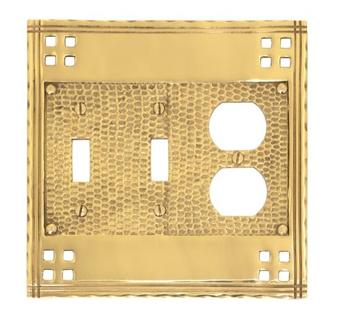M05-s5680-605 Triple; 2-switch-1-outlet - Polished Brass