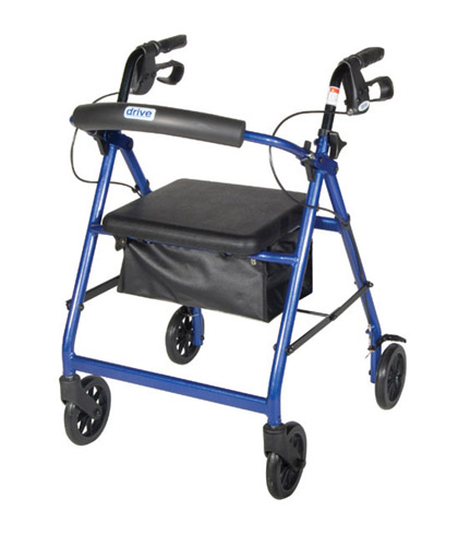 Rollator 4-wheel With Basket & Padded Seat Blue -medline