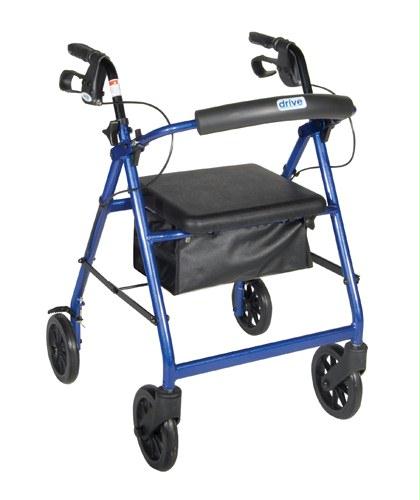 Rollator 4-wheel With Pouch & Padded Seat Black - Drive