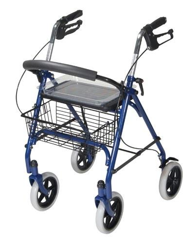 4 Wheel Steel Rollator W/8 Casters & Basket- Loop-blue