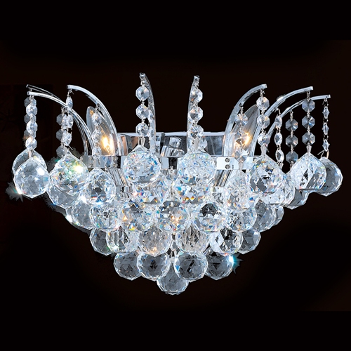 Empire Collection 3 Light Chrome Finish With Clear Crystal Wall Sconce
