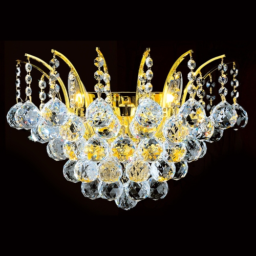 Empire Collection 3 Light Gold Finish With Clear Crystal Wall Sconce