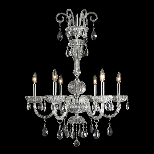 Carnivale Collection 6 Lights Chrome Finish And Clear Crystal Chandelier
