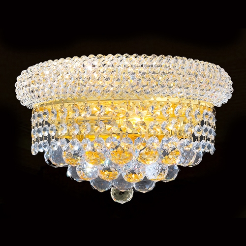 Empire Collection 2 Light Gold Finish With Clear Crystal Wall Sconce