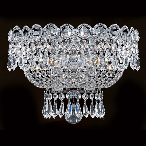 Empire Collection 2 Light Chrome Finish With Clear Crystal Wall Sconce