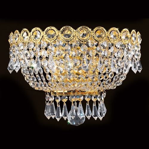 Empire Collection 2 Light Clear Crystal Gold Finish Wall Sconce