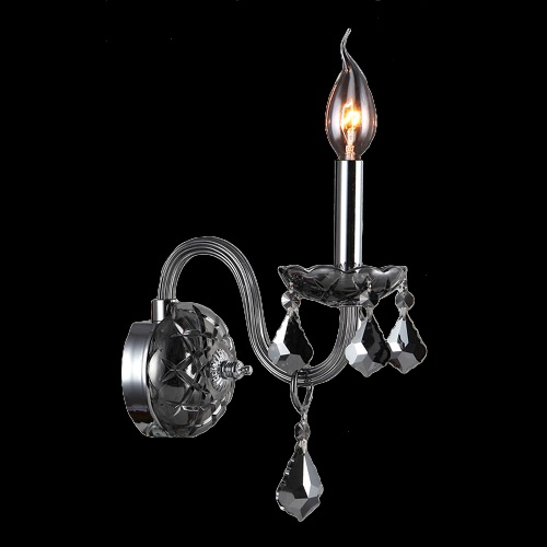 Provence Collection 1 Light Chrome Finish With Smoke Crystal Wall Sconce