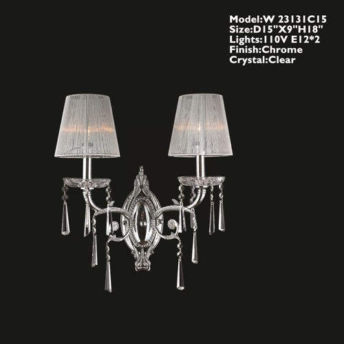 Orleans Collection 2 Light Chrome Finish With Clear Crystal Wall Sconce