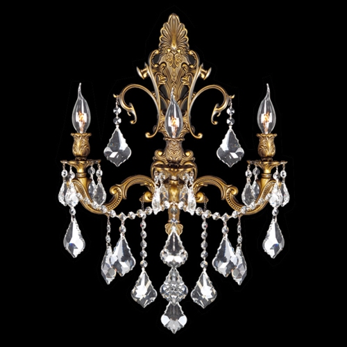 Versailles Collection 3 Light Antique Bronze Finish With Clear Crystal Wall Sconce