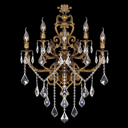 Versailles Collection 5 Light Antique Bronze Finish With Clear Crystal Wall Sconce