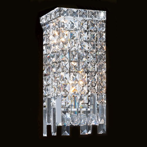 Cascade Collection 2 Light Chrome Finish With Clear Crystal Wall Sconce