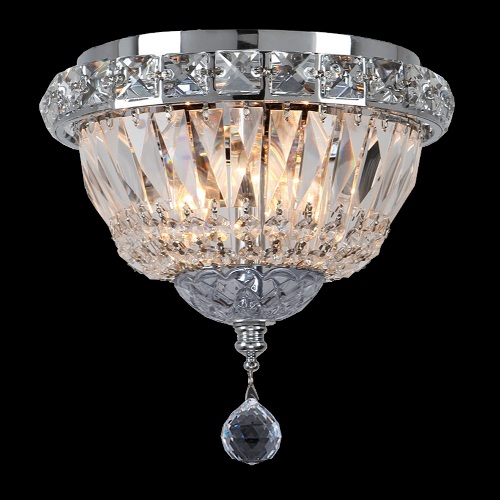Empire Collection 3 Light Chrome Finish With Clear Crystal Ceiling Light